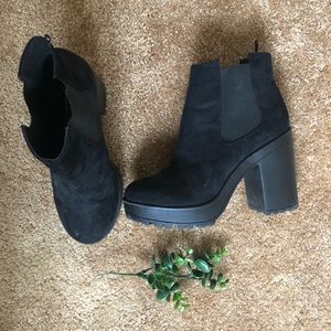 Platform black ankle boots